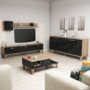 Eiken Marmeren Woonkamer Meubelset | Woody Fashion | 100% Melaminegecoat