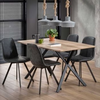 Eetkamertafel Alec 160x90 industrieel - eik