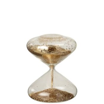 Zandloper glitters glas goudkleurig