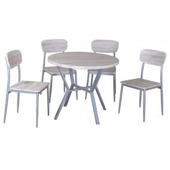 Tafelset Rouen, 4 stoelen - sonoma eik decor