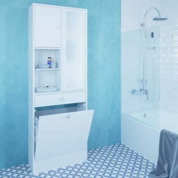 Kolomkast Variety met wasmand - wit