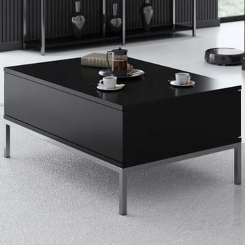 Moderne salontafel met metalen poten in zwart zilver