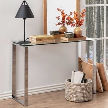 Sidetable Nicola 110cm - glazen blad/metaal