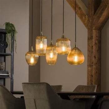 Hanglamp Jacala 5 lichtbronnen - amberkleurig