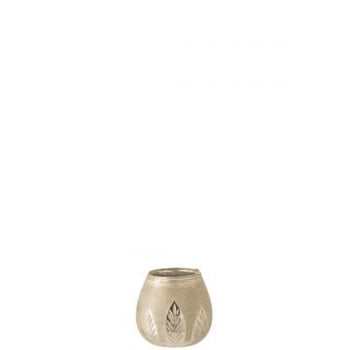 Theelichthouder blad rond glas zilver small