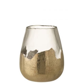 Theelichthouder zoe rond glas goud large