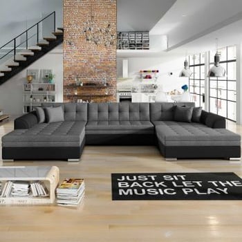 U-zetel Wilson | 355 x 165 x 80 cm | Donkergrijs