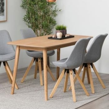 Eettafel Nalini 150x80cm, eikenhout en eikfineer