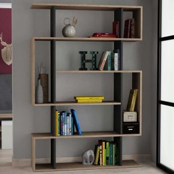 Open boekenkast Héline | 110 x 25,5 x 161 cm | Sonoma eik/antraciet