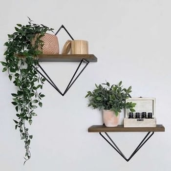 Evila Originals Decoratieve Houten Wandplank | Walnoot Zwart