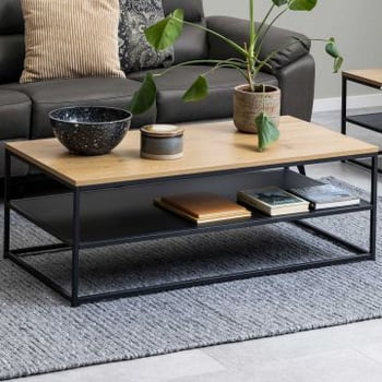 Rechthoekige salontafel Gila - 120x60x42 cm - Wilde eik/zwart 