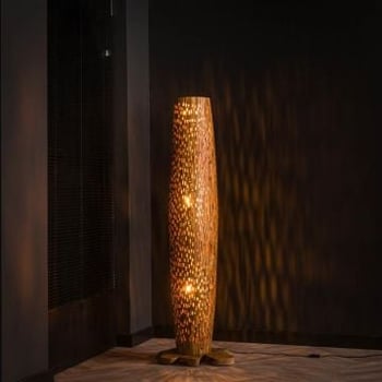 Staande lamp Stefanos 145 cm-gerecycled teakhout 