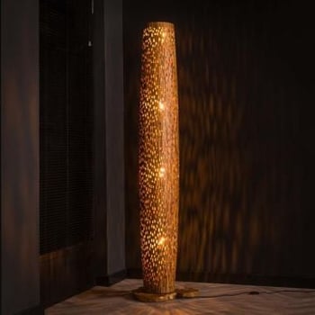 Staande lamp Stefanos 184 cm-gerecycled teakhout