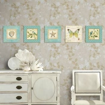 Evila Originals 5-delige MDF schilderijenset | 100% MDF | UV bedrukt | Blauw Crème Groen