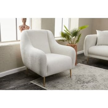 Del Sofa 1-zit: Frame van beukenhout, Stof van crèmegoudpolyester.