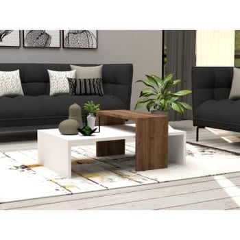 Elegante Opbergkoffietafel | Walnoot Wit