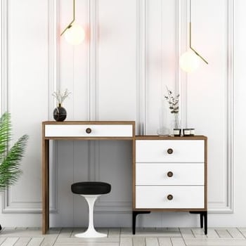 Stijlvolle Woody Fashion make-up tafel in notenwit