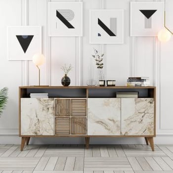 Woody Fashion Console | 100% Melamine | Notelaar Wit Marmer
