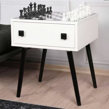 Schaaktafel Kalune - 50x60x40 cm - Zwart/wit 