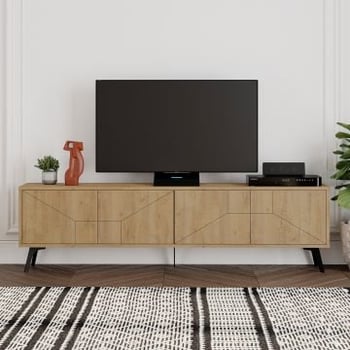 Woody Fashion TV-meubel | Eiken Afwerking | 180cm Breedte | 100% Melamine Gecoat