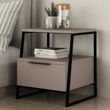 Woody Fashion Nachtkastje | 100% Melamine Gecoat En Metalen Frame