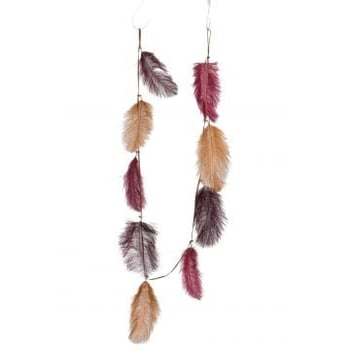 Slinger pluim roze/bordeaux/oker