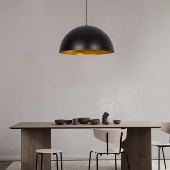 Opviq Kroonluchter - 60cm Diameter, Metalen kap, In hoogte verstelbaar - Zwartgoud