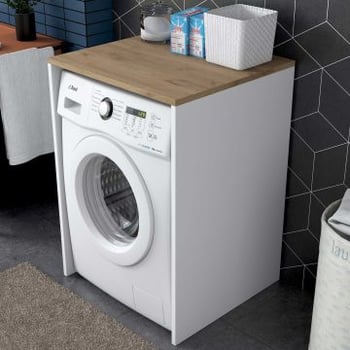 Wasmachinekast | 100% MELAMINE | Walnoot, Wit