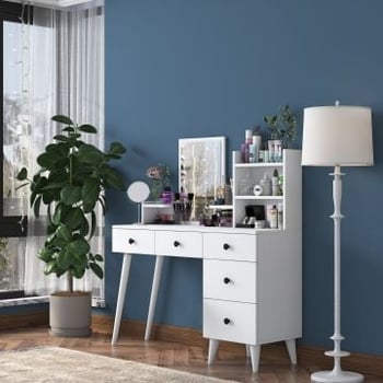 Locelso Make-up Tafel | 100% Gemelamineerd E1 Spaanplaat | 18mm Dik | 122cm Breed | Wit