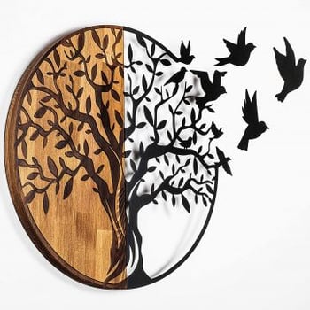 Skyler Decoratieve houten wandaccessoire | Hout & metaal | 92 x 3 x 71 cm