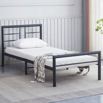 Metalen eenpersoonsbed Dixon - 90x200cm - mat zwart