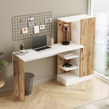 Creativiteitsverhogend Bureau | 100% Melamine Gecoat | 18mm Dik | 152,3cm x 120cm x 40cm | Atlantic Pine Wit