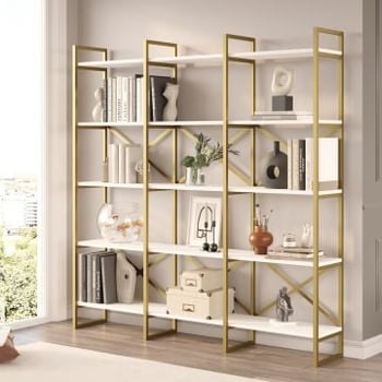 Locelso Boekenplank | 100% Melamine Gecoat | Metalen Frame | Witgoud