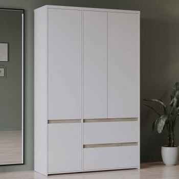 Kledingkast Clyde - 4 deuren & 2 lades - wit/eikdecor