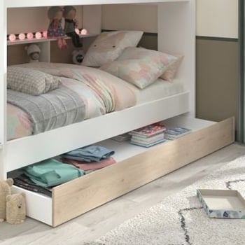 Bedlade Lester - eik/wit