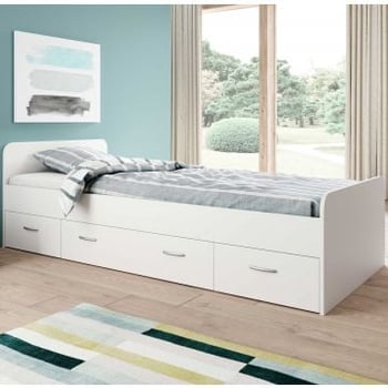 Bed Barko 90x200 met 3 lades - wit 