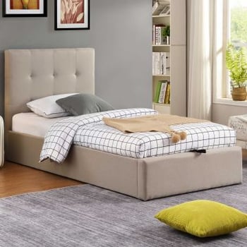 Eenpersoonsbed Corbi met opbergruimte 90x200 - zand