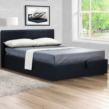 Kofferbed Chance met opbergruimte 140x200 - zwart kunstleer