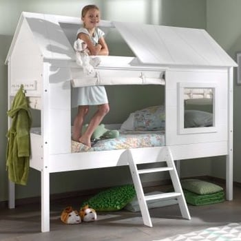 Bedhuisje Charlotte met gordijntjes - wit