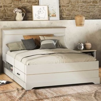 Bed Charme 140x190/200 cm-Kronberg eik/structuurwit