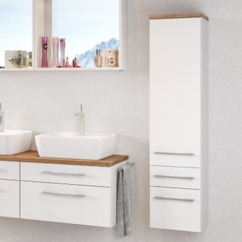 Kolomkast Dasa 30cm met 1 deur & 2 lades - wit 