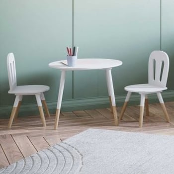 Kinderstoelen en -tafel Firmiana | 60 x 60 x 47,7 cm | Wit
