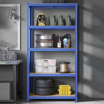 Stalen stellingkast met 5 etages, capaciteit 600kg, 50x100x200cm, blauw