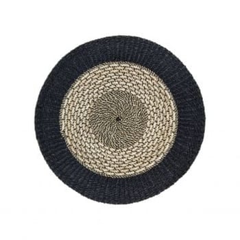 Vloerkleed Malibu ø120cm raffia/zeegras – beige/zwart