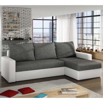 Hoekzetel met bedfunctie Livius | 237 x 150 x 90 cm | Antraciet/Wit
