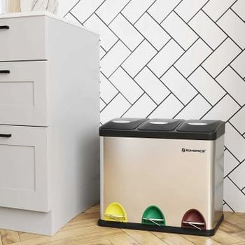 3-in-1 recyclebak, 24 liter, luchtdicht deksel, gemakkelijk schoon te maken