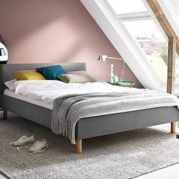 Gestoffeerd bed Amber 140x200 - lichtgrijs