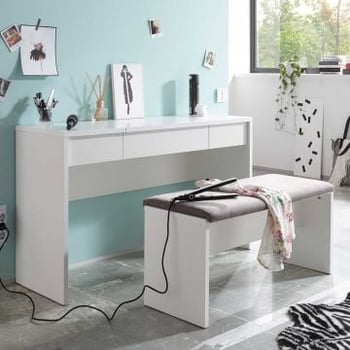 Make-uptafel Alizée 125cm 2 lades & 1 deur - wit