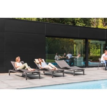 Ligbed Intermezzo Gescova - Mat Antraciet Aluminium - Verstelbaar - Donkergrijs Textileen