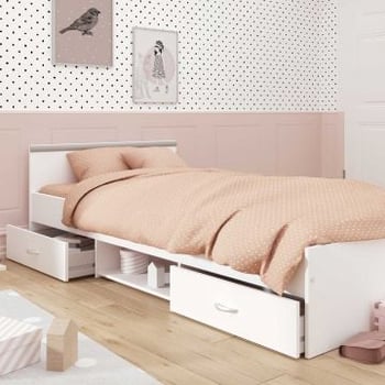 Kinderbed Alma 90x200 met opbergruimte - wit